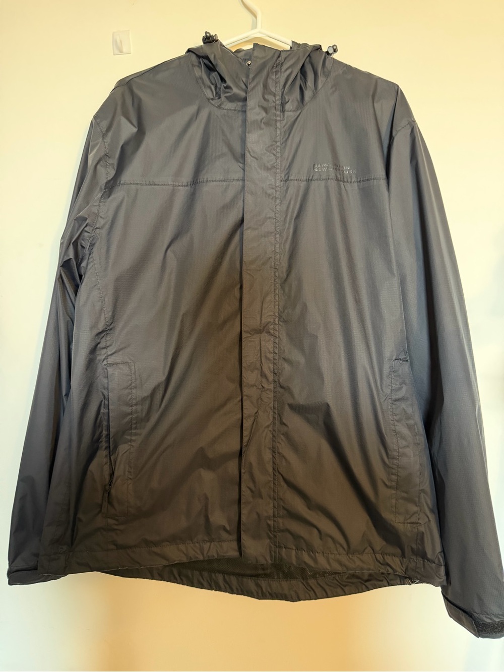 Men's Gray Hooded Raincoat Water-Resistant Jacket